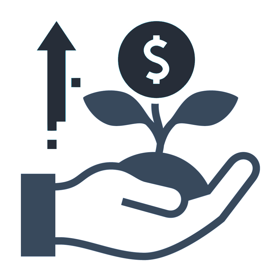 hand holding plant with money sign